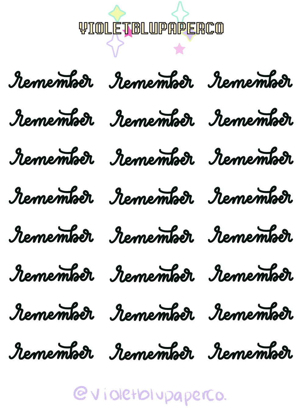 Remember script stickers