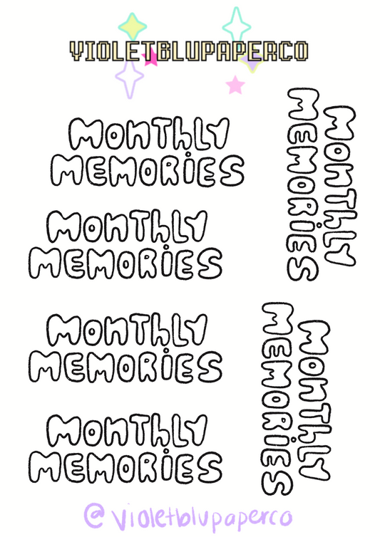 Monthly Memories bubble letters