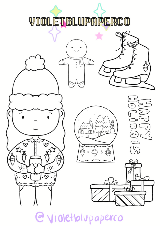 Color your own holiday stickers