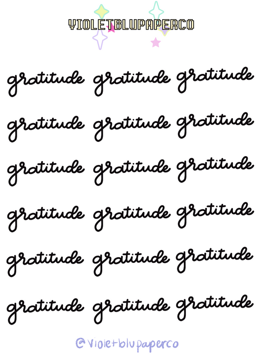 Gratitude script sticker