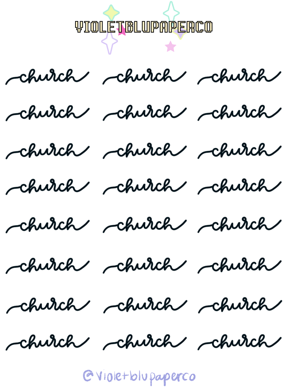 Church script sticker