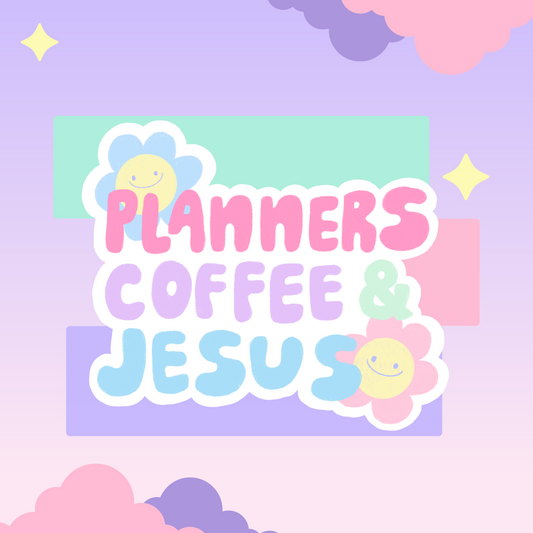 Planner, coffee & Jesus Die cut