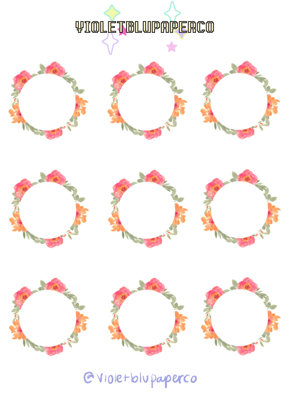 Floral circle stickers