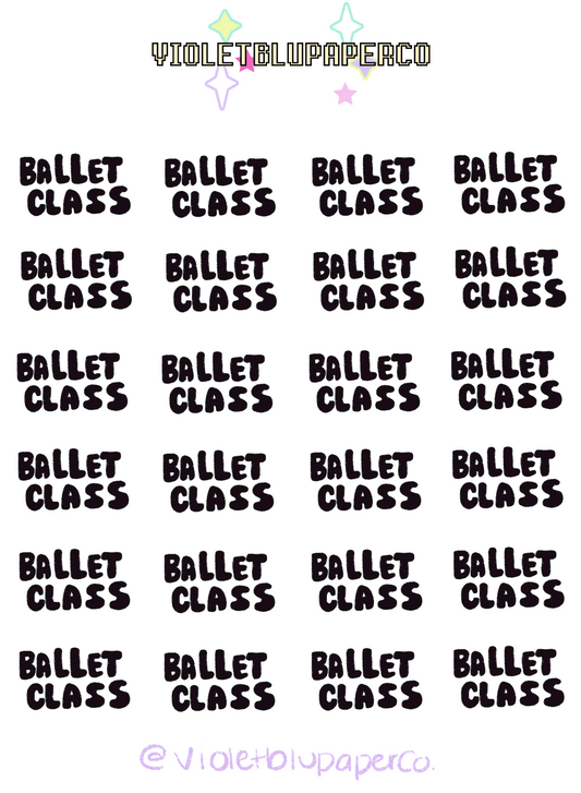 Ballet Class Bubble letters