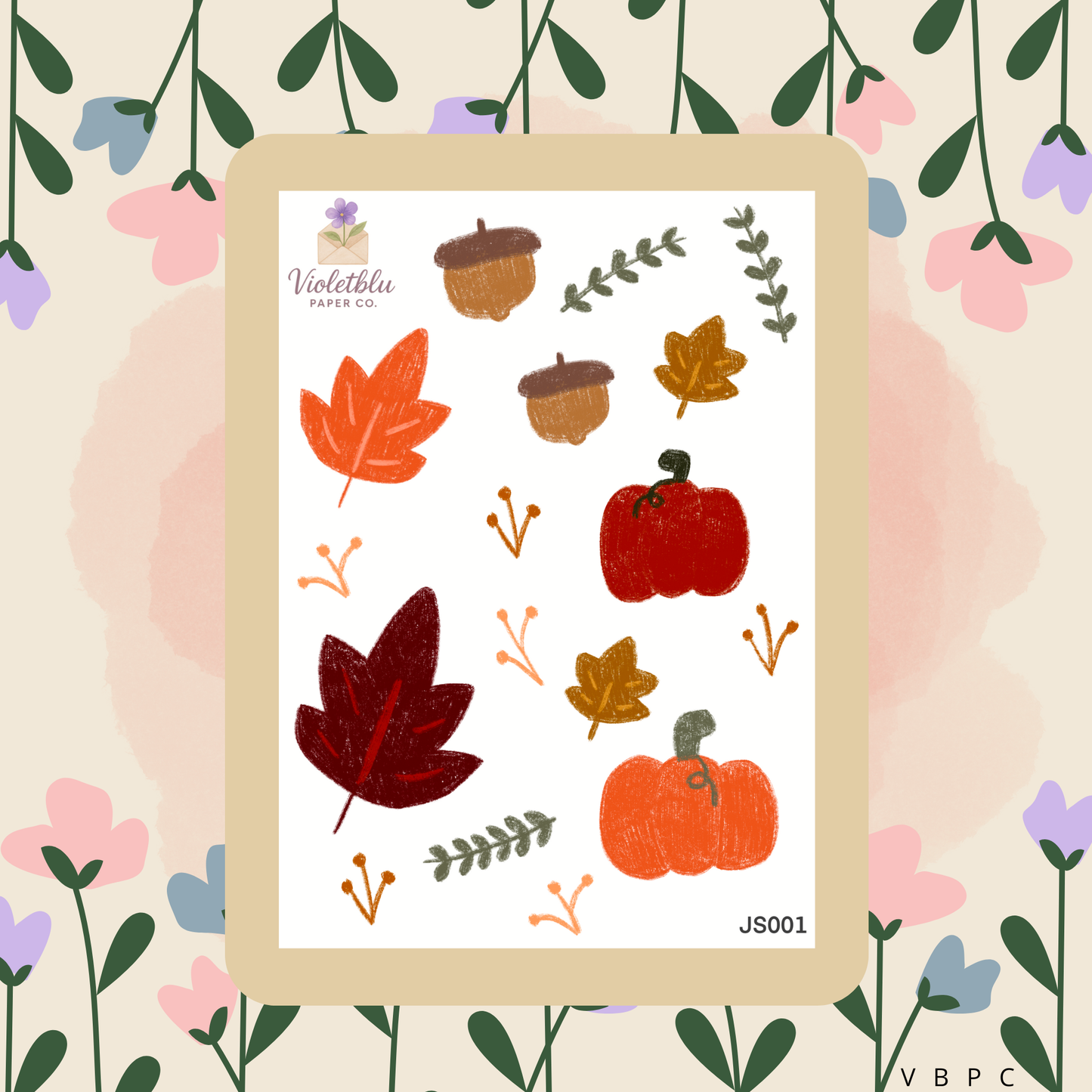 Fall Deco Sticker Sheet | Hand-Drawn Autumn Stickers | Violetblu Paper Co.