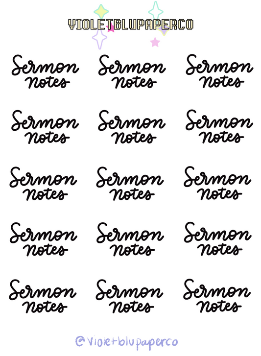 Sermon notes script stickers