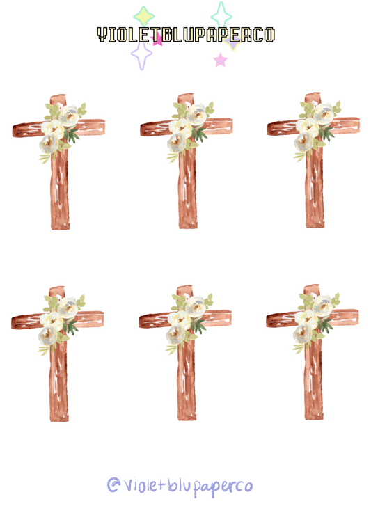 Floral cross stickers