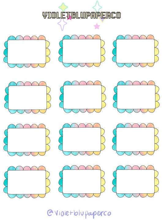 Watercolor half box stickers