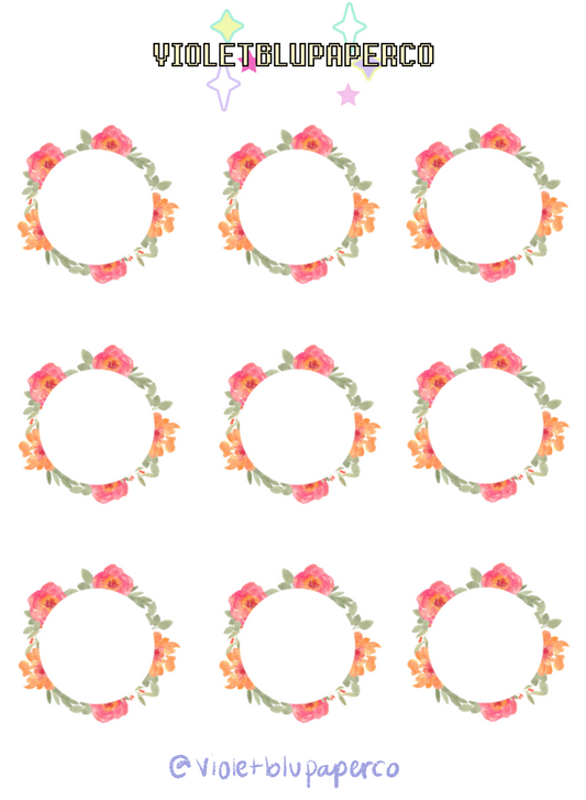 Floral circle stickers