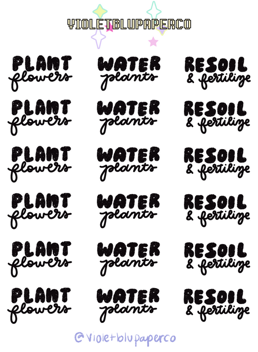 Plant bubble script stickers