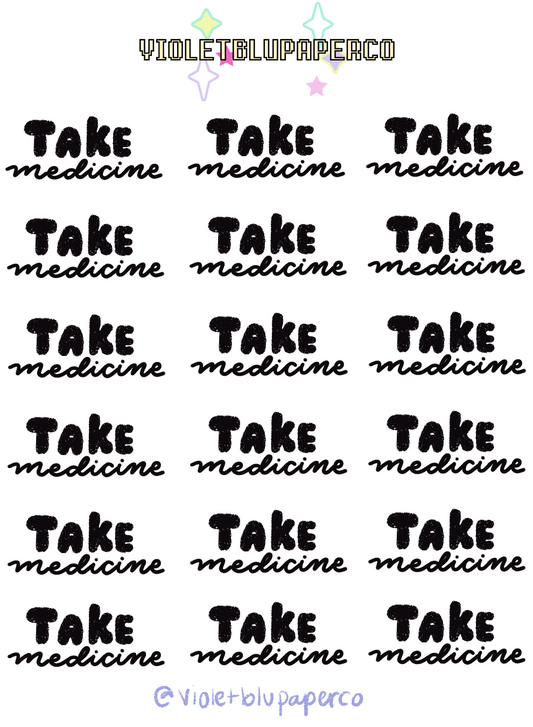 Take meds Bubble script stickers