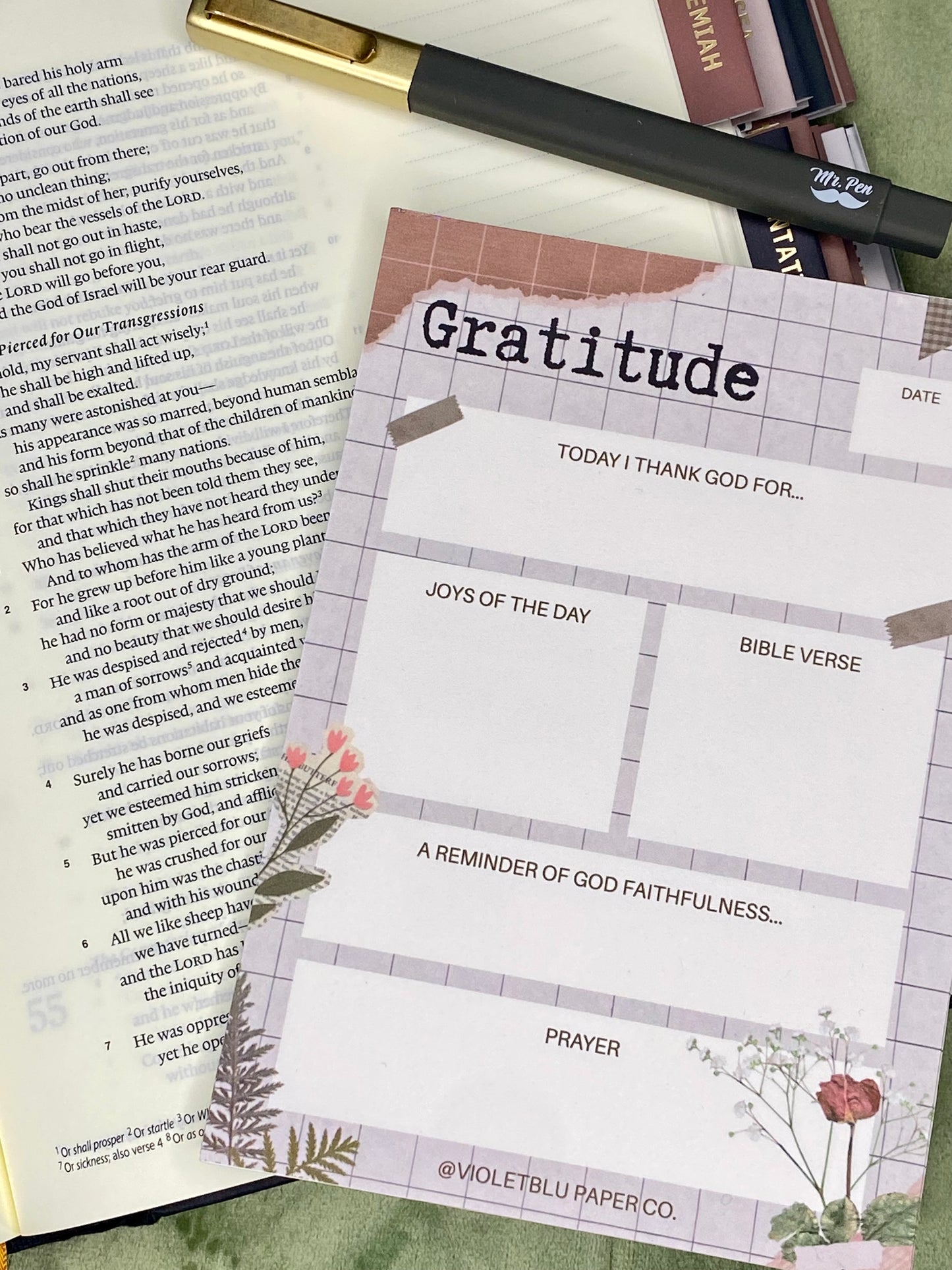 Gratitude Faith Journal Notepad | Christian Stationery | Violetblu Paper Co.