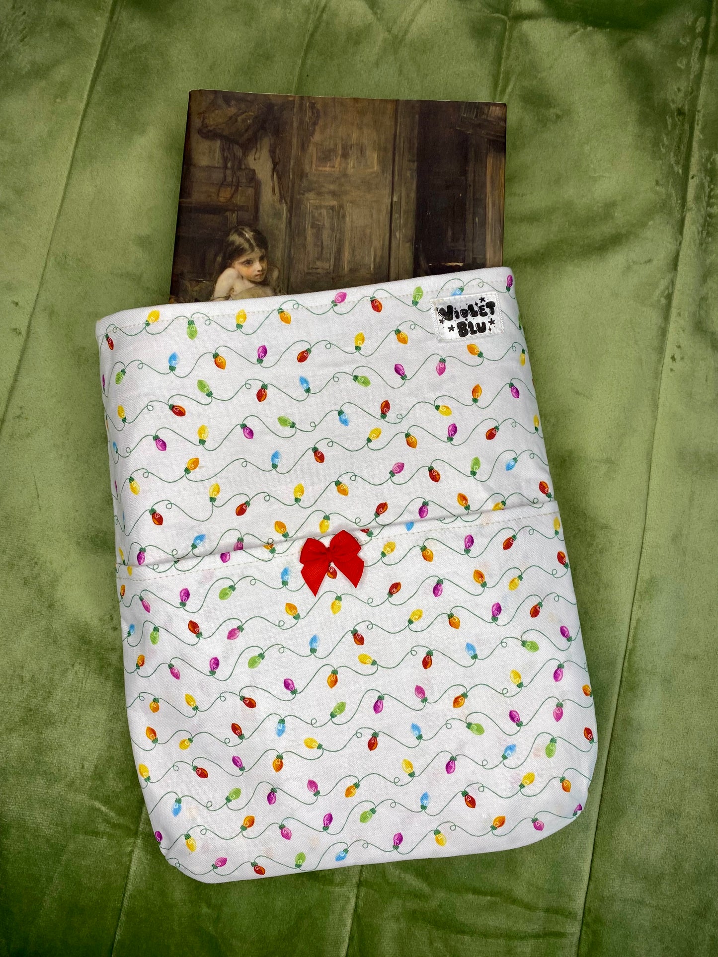 Twinkle Lights Fabric Book Sleeve | Bible, Book, or Planner Cover | Violetblu Paper Co.