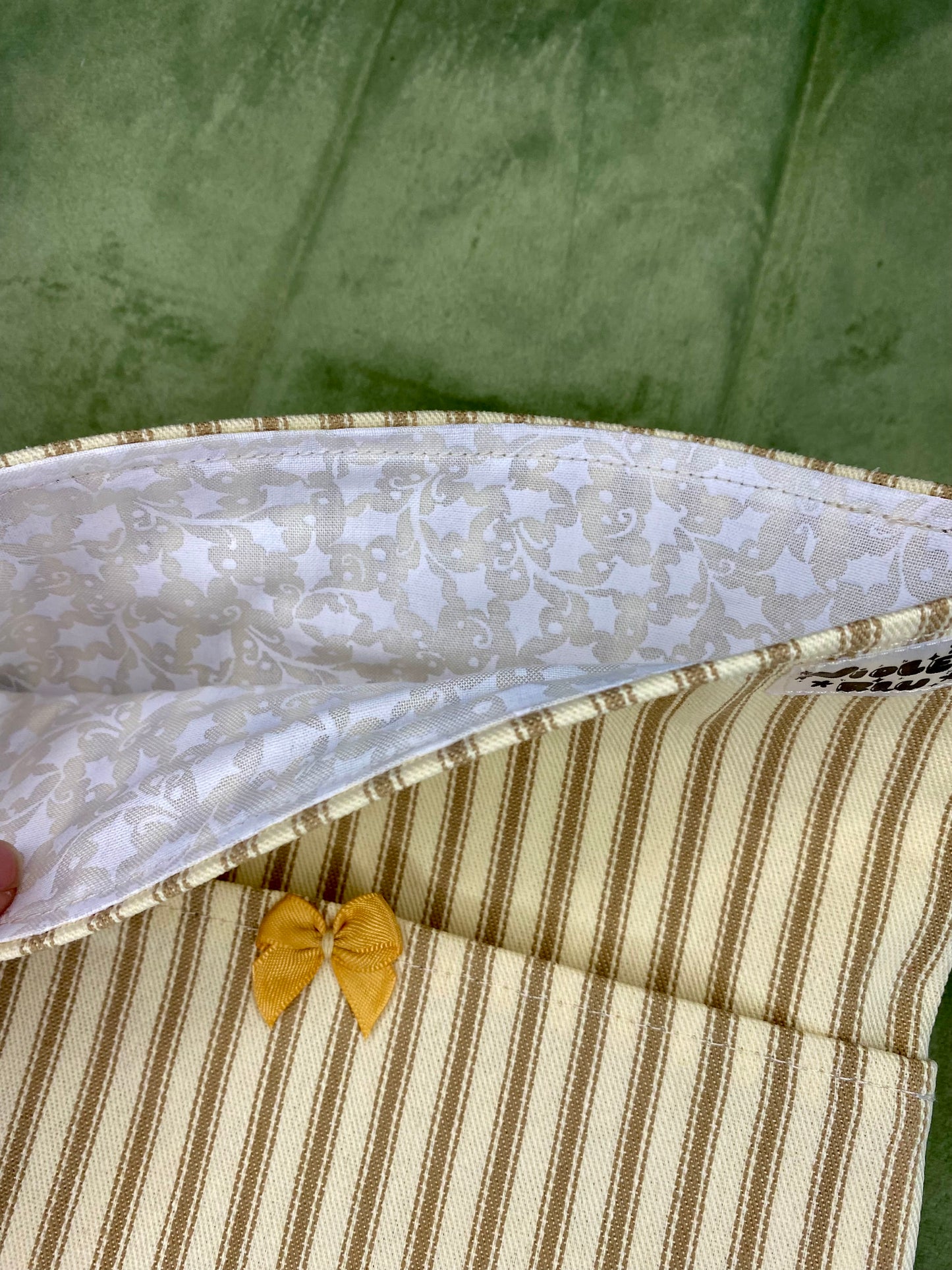 Cream Stripes Fabric Book Sleeve | Bible, Book, or Planner Cover | Violetblu Paper Co.