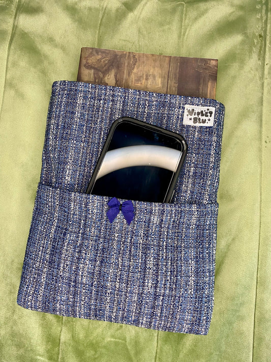 Blue Tweed Fabric Book Sleeve | Bible, Book, or Planner Cover | Violetblu Paper Co.