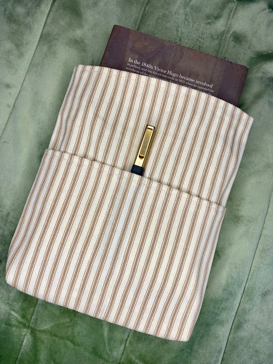 Cream Stripes Fabric Book Sleeve | Bible, Book, or Planner Cover | Violetblu Paper Co.