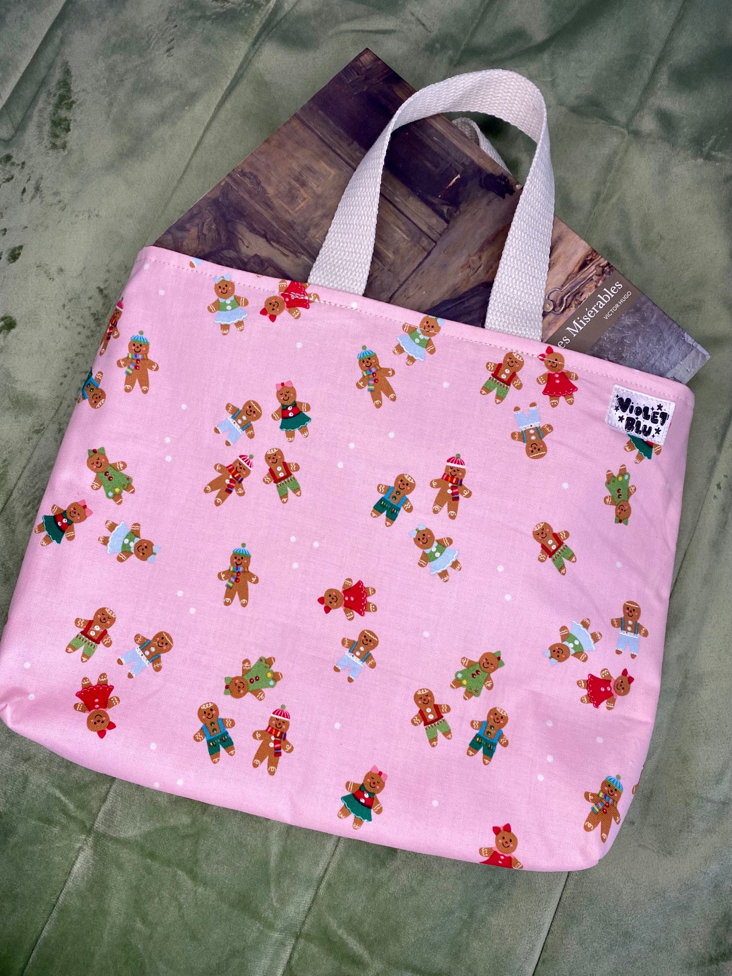 Gingerbread cookies Mini Tote Bag | Bible, Book & iPad Carry Bag | Handmade by Violetblu Design Co.