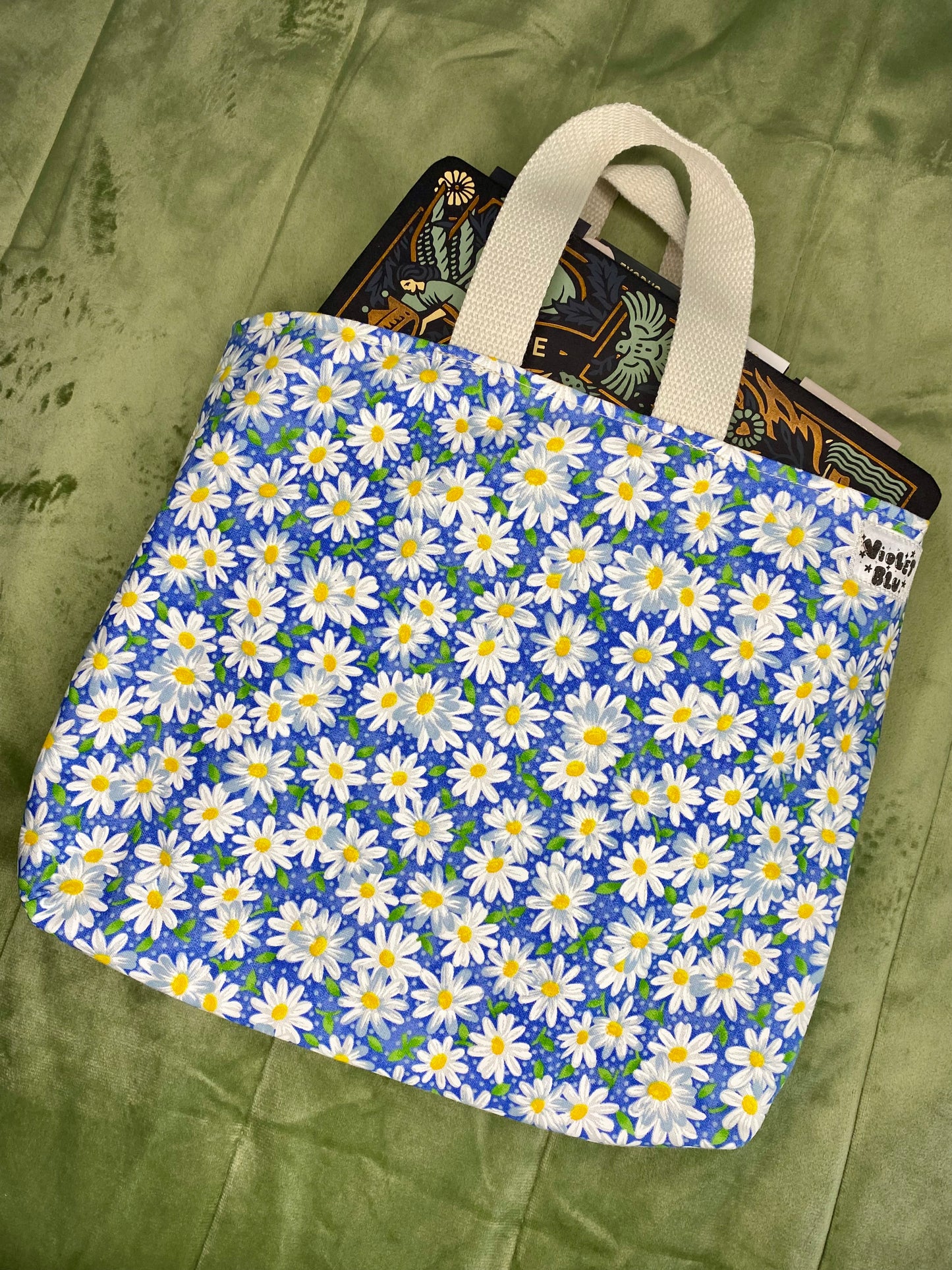 Daisies Mini Tote Bag | Bible, Book & iPad Carry Bag | Handmade by Violetblu Design Co.
