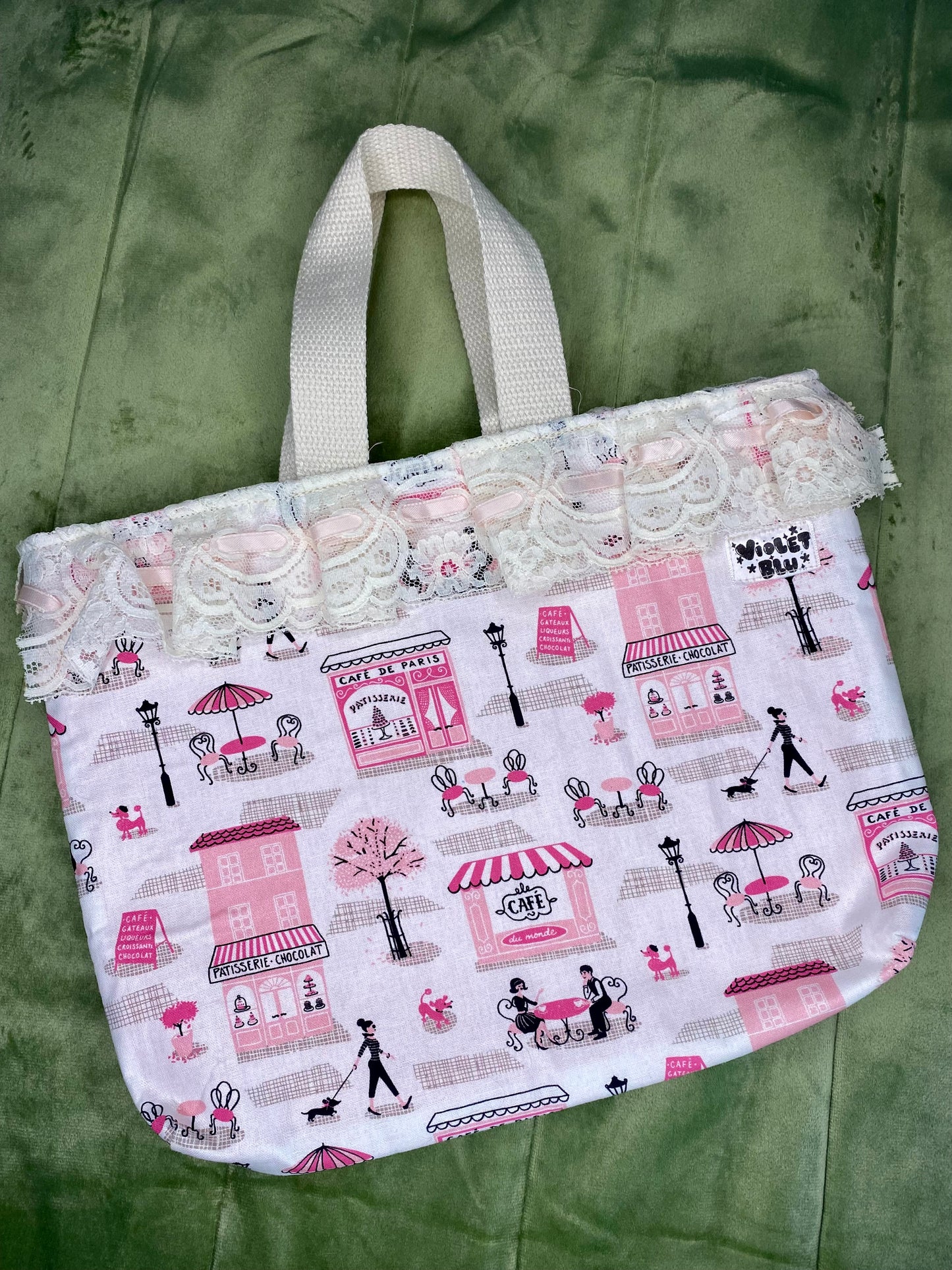 Pink Paris Mini Tote Bag | Bible, Book & iPad Carry Bag | Handmade by Violetblu Design Co.