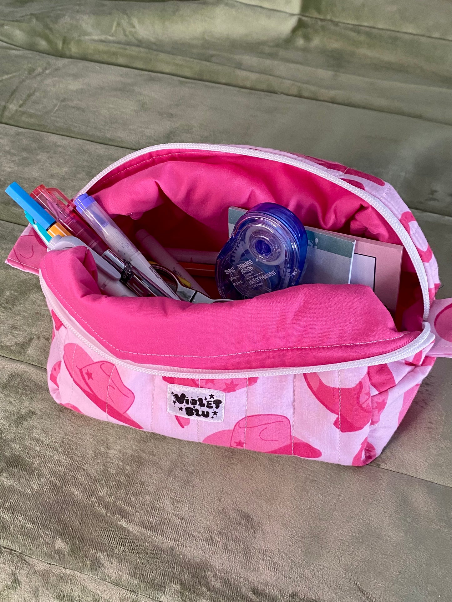 Cowgirl Boxy Zipper Pouch – Handmade | Violetblu Design Co.