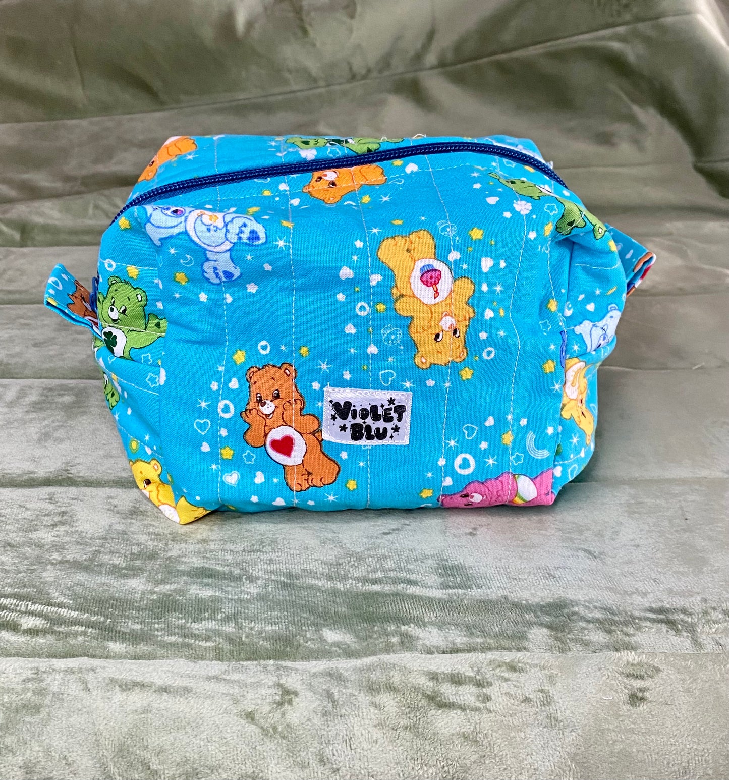 Cute Bears Blue Boxy Zipper Pouch – Handmade | Violetblu Design Co.