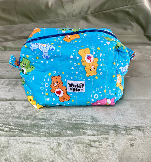 Cute Bears Blue Boxy Zipper Pouch – Handmade | Violetblu Design Co.
