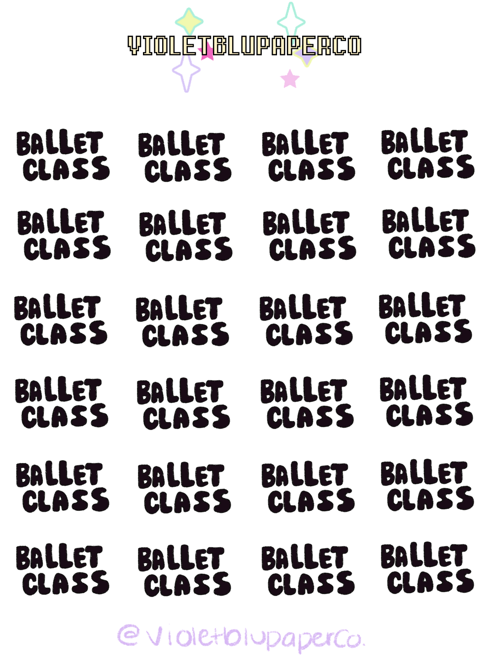 Ballet Class Bubble letters