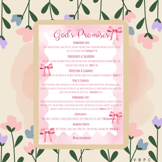 God’s Promises Scripture Prints | Christian Wall Art | Digital Download | Violetblu Paper Co.