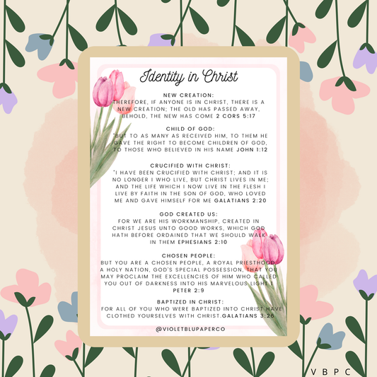 Identity in Christ Scripture Prints | Christian Wall Art | Digital Download | Violetblu Paper Co.